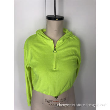 Fluorescent hooded cropped top